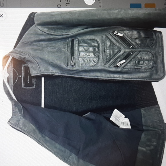 BCBGMaxAzria Leather Moto Jacket Cropped Gray Zippered Pockets Women Small EUC - Picture 5 of 15